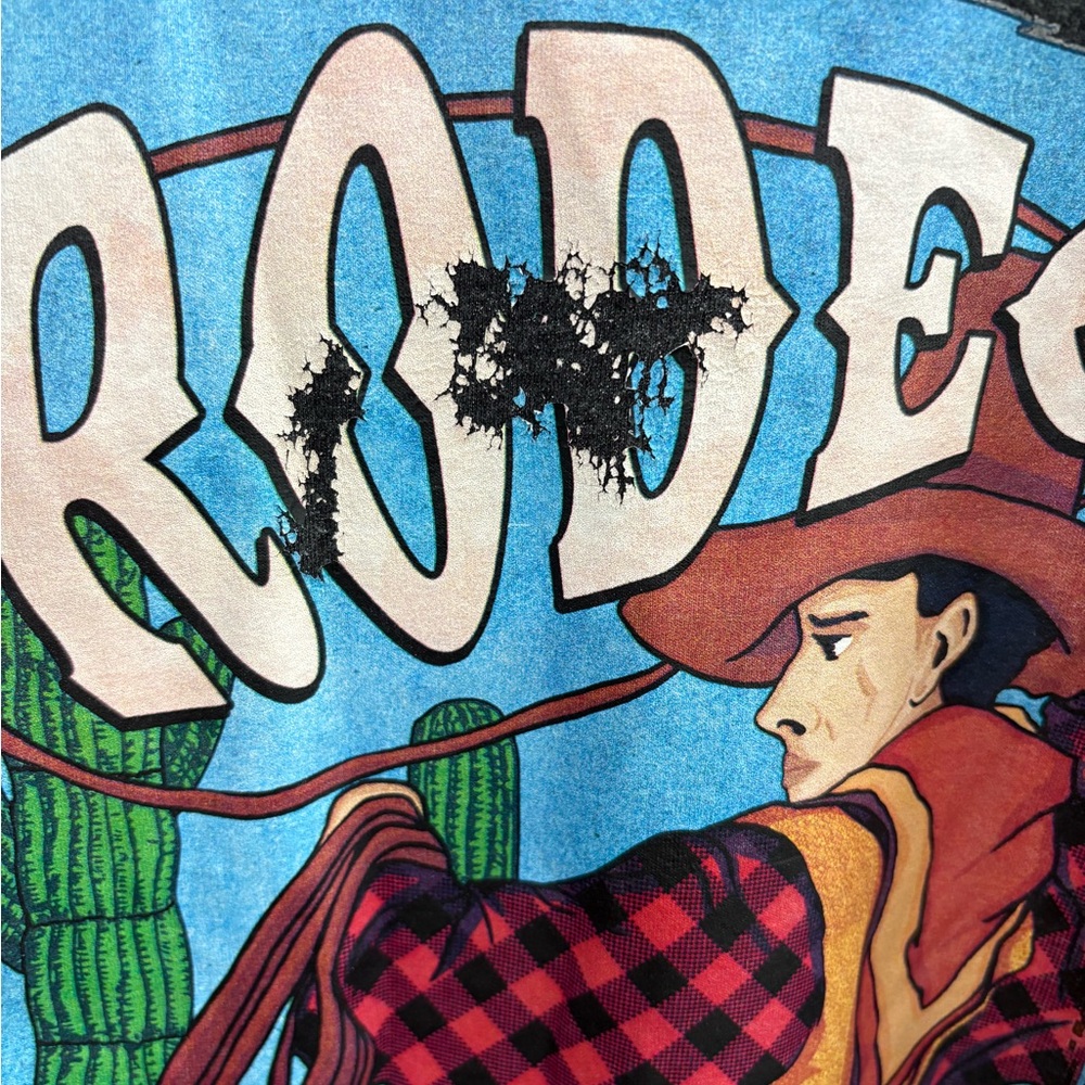 Gray Rodeo Cowboy Graphic T-Shirt - Picture 3 of 3
